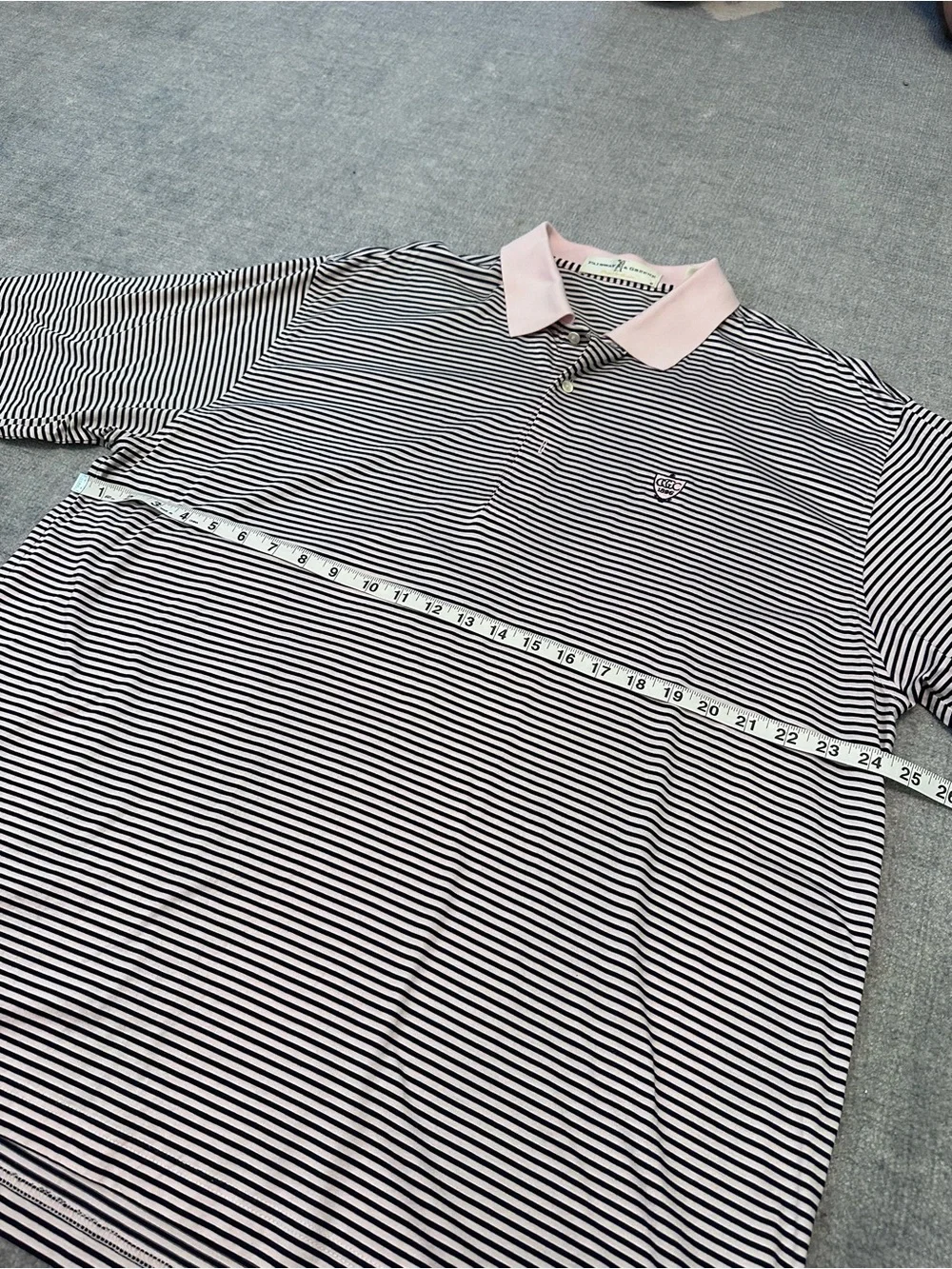 Fairway & Greene Men’s Golf Polo Pink & Navy Stripe Size XL Preppy Quiet Luxury